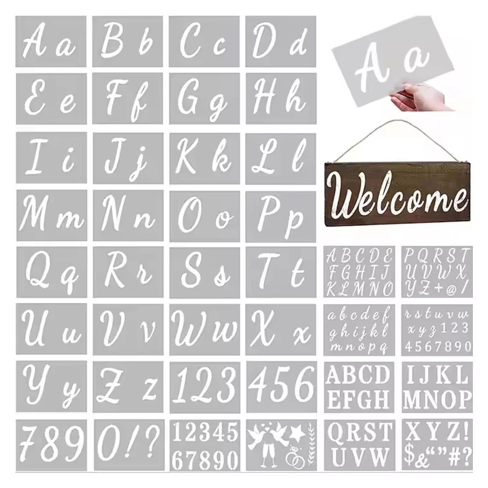 Arabic Calligraphy Alphabet Stencils Painting Drawing Template Reusable Cursive Letter and Number Stencils