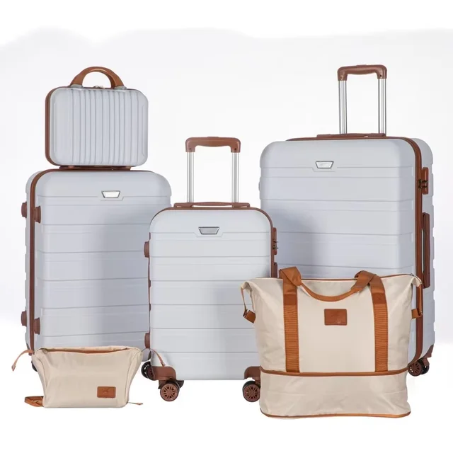Minimalist Cartoon Lightweight PC+ABS Hard Shell Suitcases Multiple Sizes Multi-Directional Spinner for Family Travel