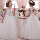MQATZ New Flowers Girl Long Dress Wedding Gown Flower Girls Tailing Dresses Kids Birthday Evening Party Dress