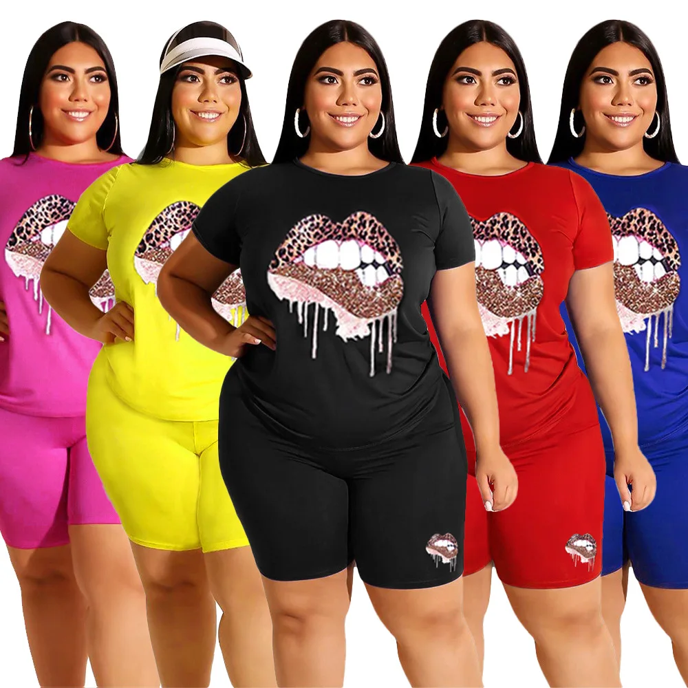 Plus Size Sets Summer Shorts Set 2021 