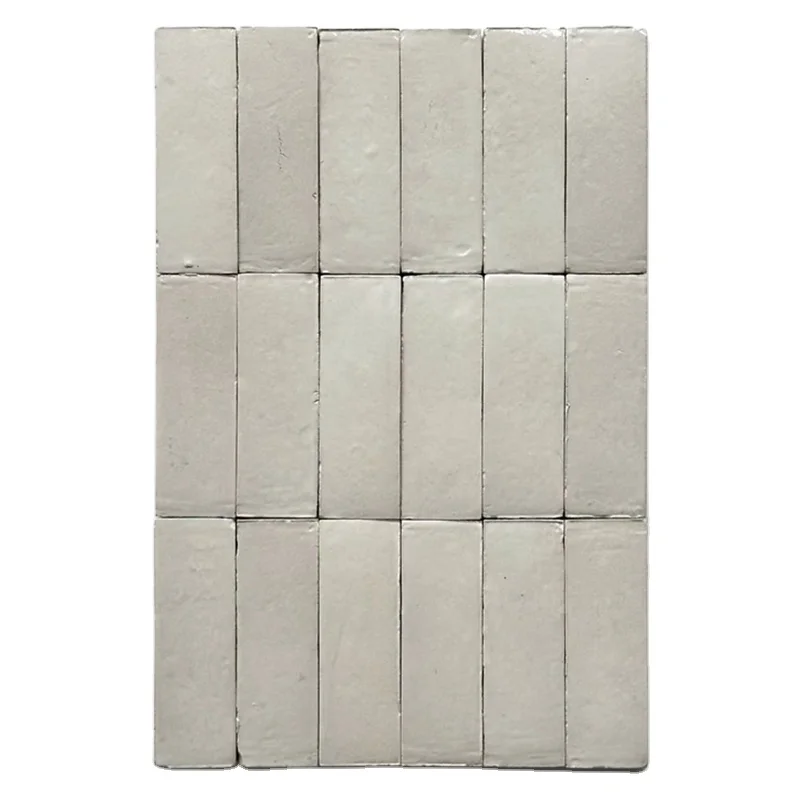 Handmade Moroccan Clay Zellige Tiles for Bathroom Kitchen Wall Art Ceramic 150*50mm Black Beige Fireplace Tiles