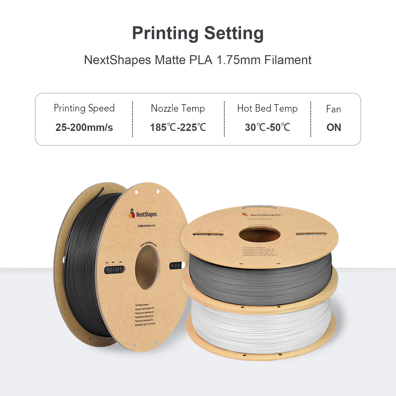 NextShapes Matte Surface PLA Filament PLA 1.75mm 1KG PLA Plastic Rods 3D Printer Filament for Most FDM Extruded 3D Printers