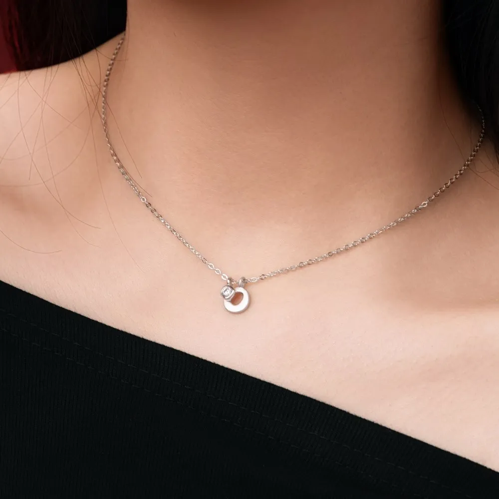 KAKODIY 5A Cubic Zirconia Initial Pendant Necklace Pendant Women's -O- Initial Chain Necklace 2 Colors 45cm New Design detail 2