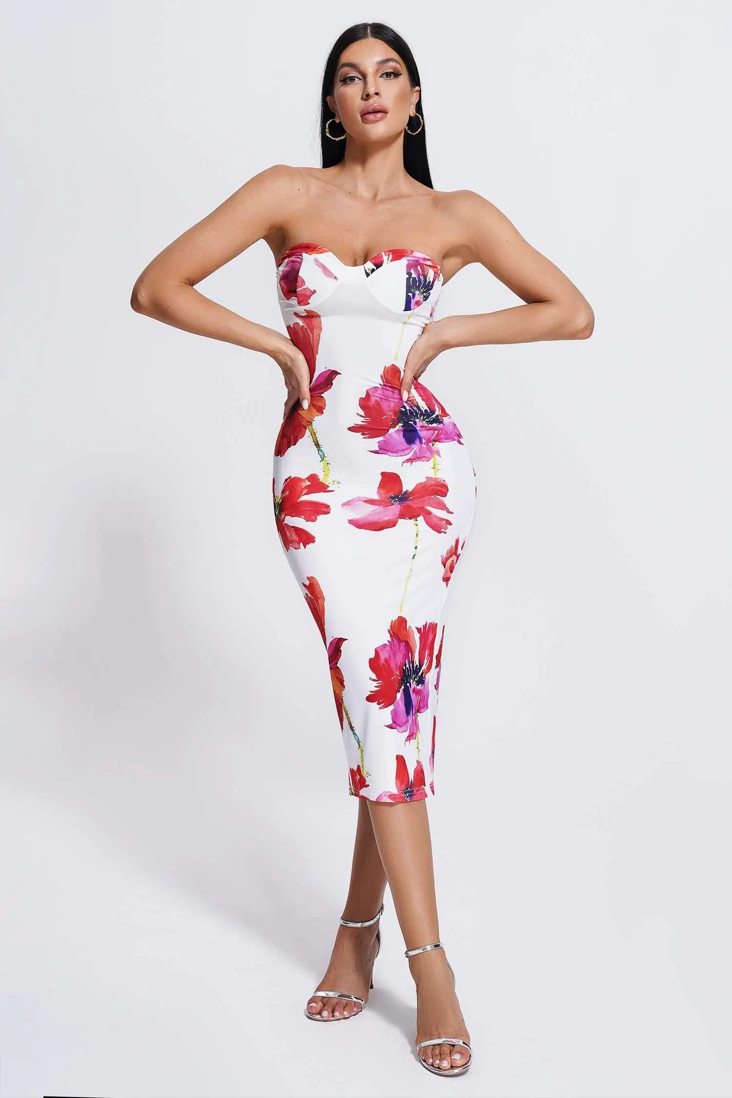 Wholesale Women's off Shoulder Bodycon Maxi Dress - Summer