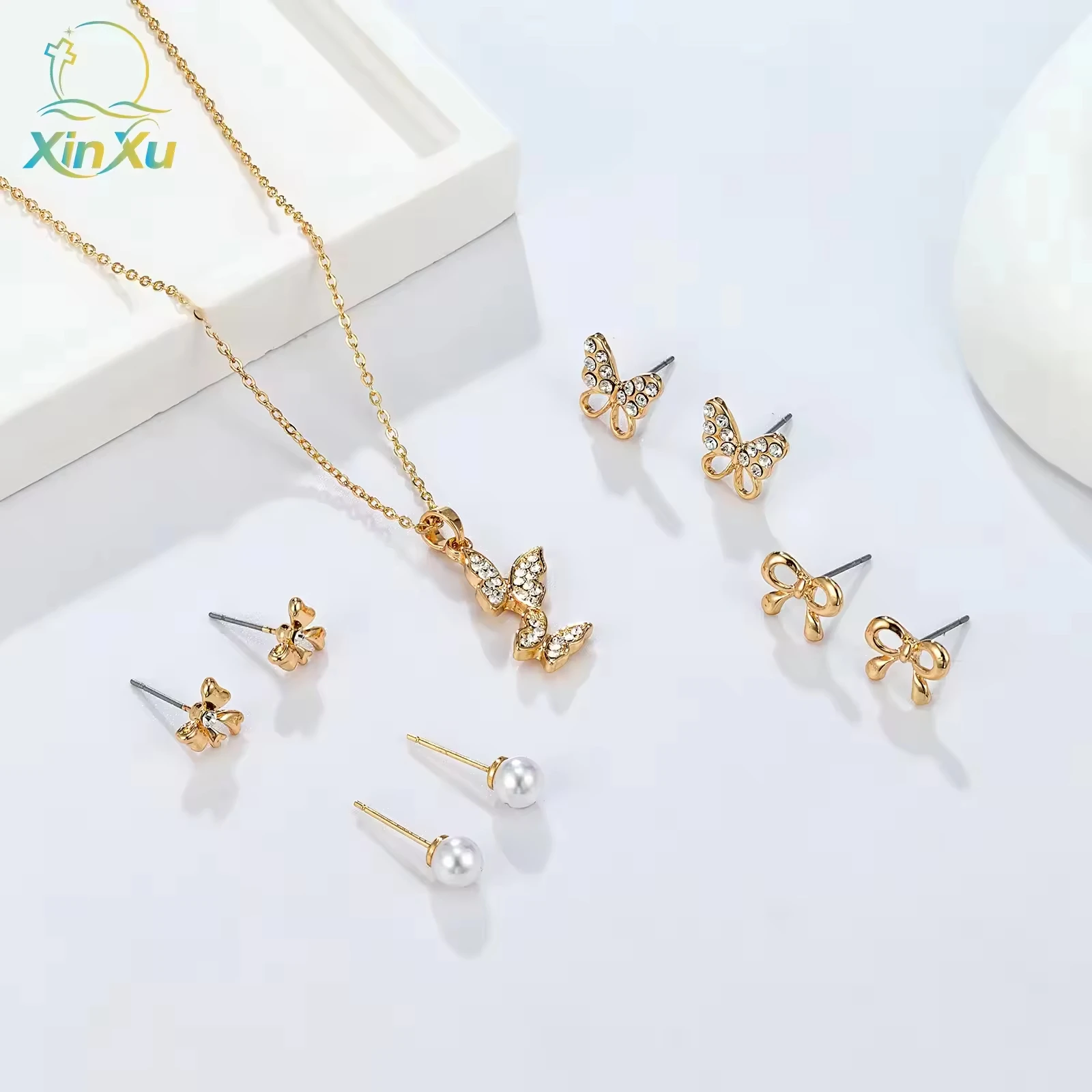 Elegant 14k Gold Butterfly Jewelry Set