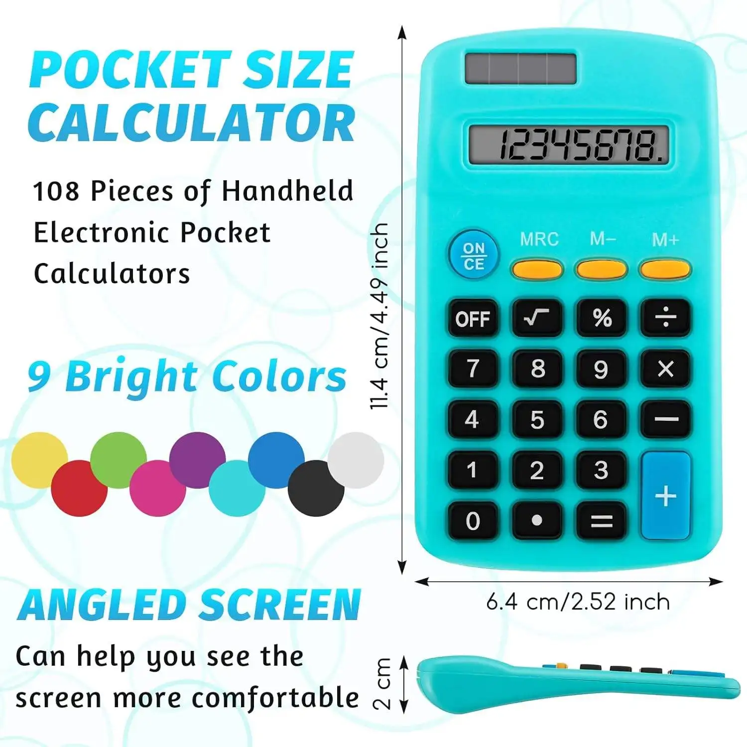 Mini Electronic Calculator Machine 8 Digit Student Professional Solar Small Pocket Calculator for Office Supplies