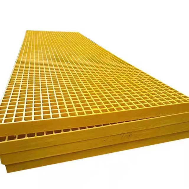 Factory Customized FRP Grating Mesh Platform Smooth Fiberglass Floor Walkway High Corrosion Resistance Moulding/Cutting Service