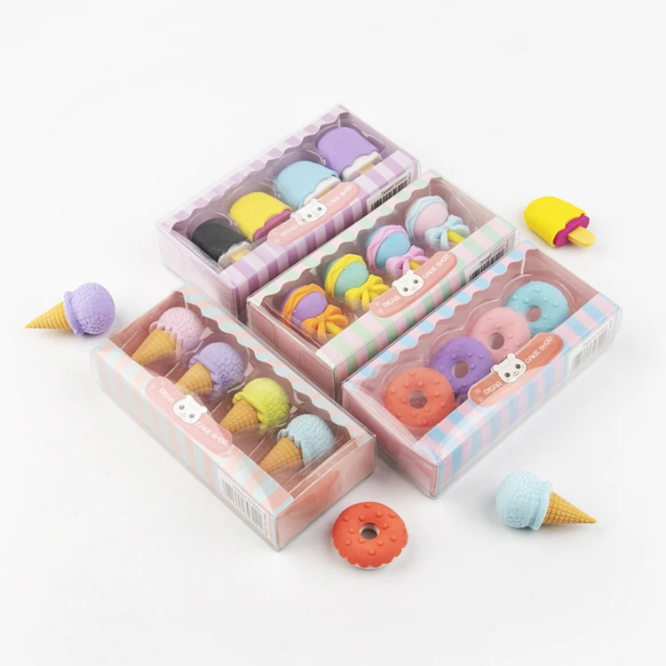 Оптовая продажа смешной 3D мороженое десерт еды карандаш ластик игрушка для детей