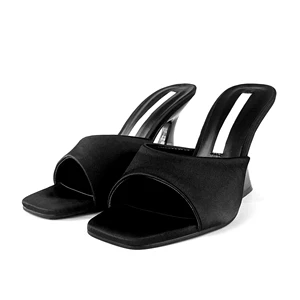 Fashion Custom square Transparent  Designer Shoes Sandal for Women and Ladies High Heeled Shoes Luxury slippers Femmes