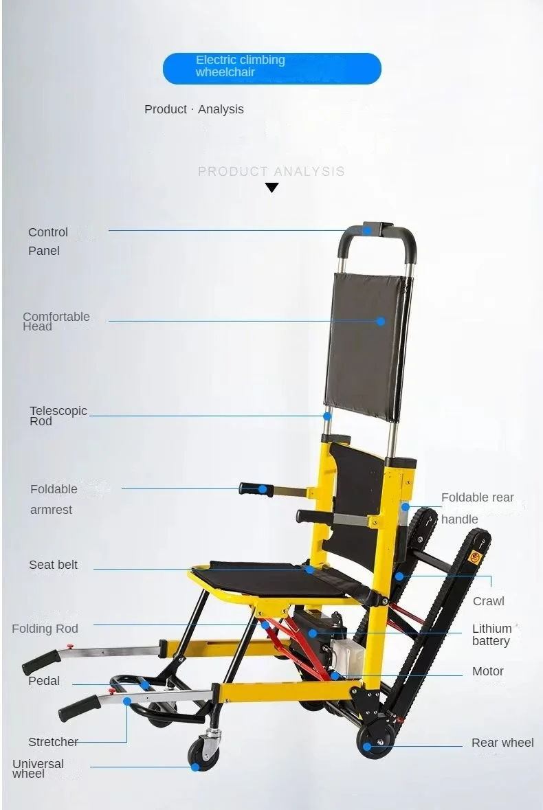 product portable wheelchair trolley with crawler climbing stair function for disabled individuals rehabilitation equipment-55