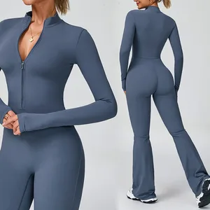 BNICE 2012 Custom Logo Yoga Flare Leggings Jumpsuits Women Playsuits & Jumpsuits Scrunch Butt Sport Wear for Gym & Fitness Set