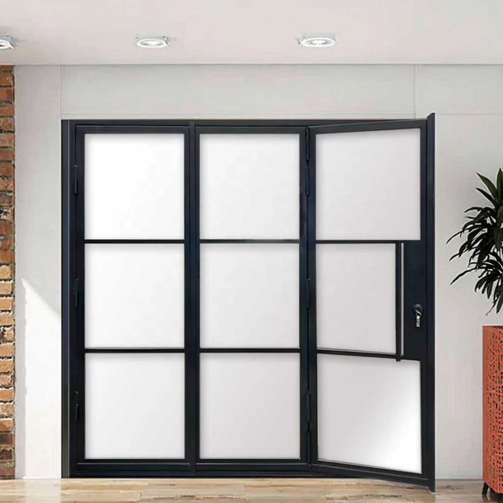 CE Certified Modern Industrial Stainless Steel Bi-Fold Doors Tempered Glass Bifolding Finish Foldable Opening for Home Use factory