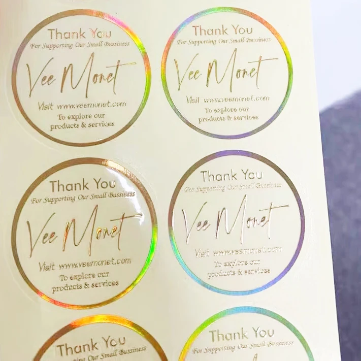 Индивидуальная печать клейкая этикетка 3D тиснение/тиснение наклейка лист лазерная золотая бумага Виниловая