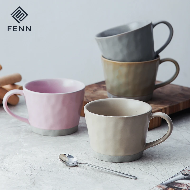 FENN wholesale ceramic mug custom vintage style hand-kneaded stoneware mug speckled seasome ceramic coffee cup gifts mug