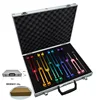 A set of silver aluminum tuning fork box