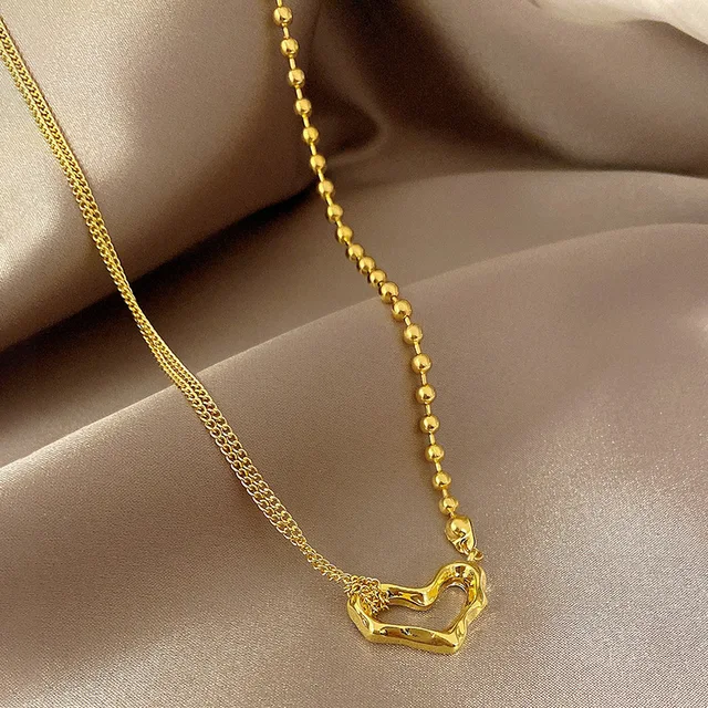Fashion Women Jewelry Heart Necklace Brass Pendant Necklace Vintage Hollowing Heart Necklace