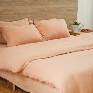 Breathable Flax Linen Bed Sheets Set Linen Bedding Set Woven With Solid Color