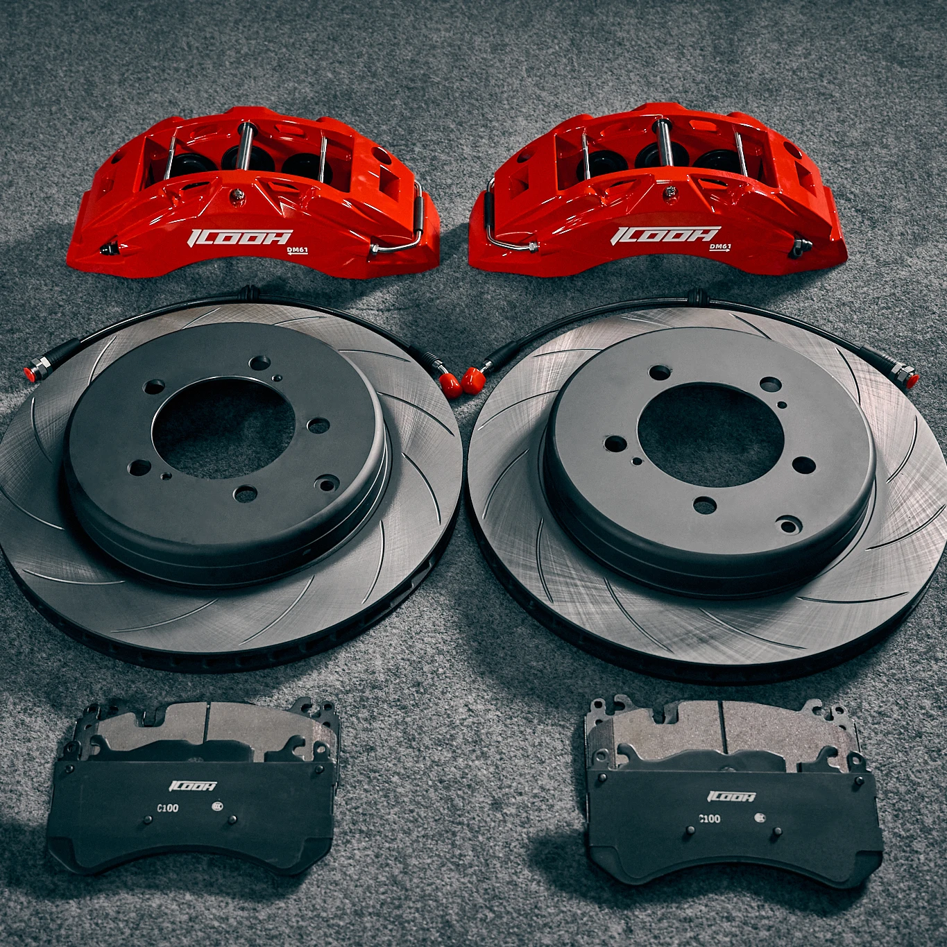 Icooh 6 Piston Racing Big Brake Kits DM6 345 / 355MM Modified Brake Sets For Audi A3 A4