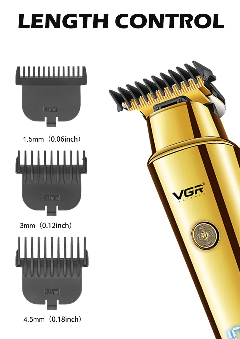 VGR Hair Clipper Rechargeable Hair Cutting Machine Cordless Hair Trimmer Electric Haircut Bald Head Zero Cutting Machine