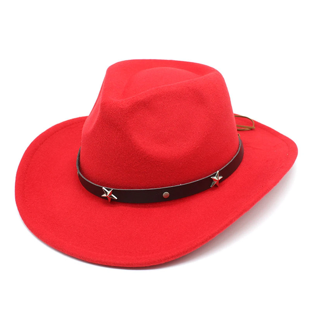Western Cowboy Hat With Buckle Belt - Wide Brim Felt Hat For 