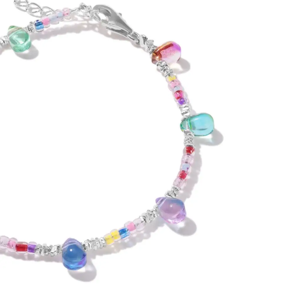 KAKODIY Cheap Colorful Glass Beaded Charm 925 Sterling Silver Women's Adjustable Bracelet Jewelry detail 1