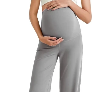 Pregnant Woman's Summer Lightweight Wide-leg Pants with Built-in Support for the Abdomen
