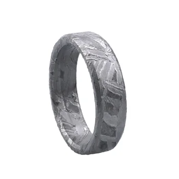 Unique Rough Jewellery 6mm Beveled Real Natural Meteorite Ring For Wedding