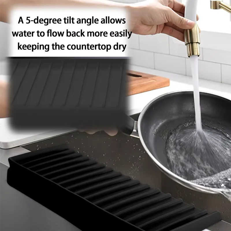 Custom Waterproof Silicone Sink Drain Mat Faucet Guard Draining Mat for Kitchen Sink