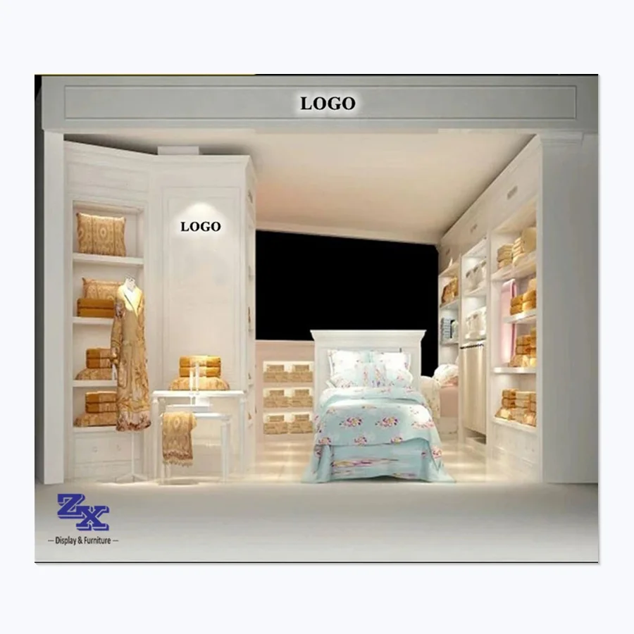 Textile Store Interior Design Quilts Display Stands Pillows Display Shelf  Bedding Display Racks for Retail Textile Shop