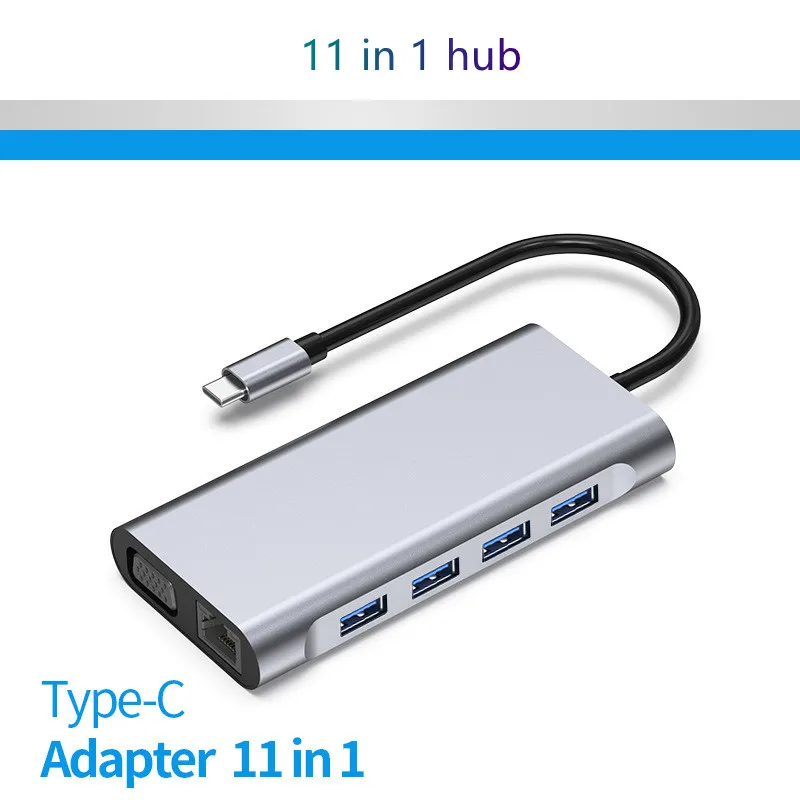 11 in 1 USB Hub - Multiport Adapter with Type-C Interface