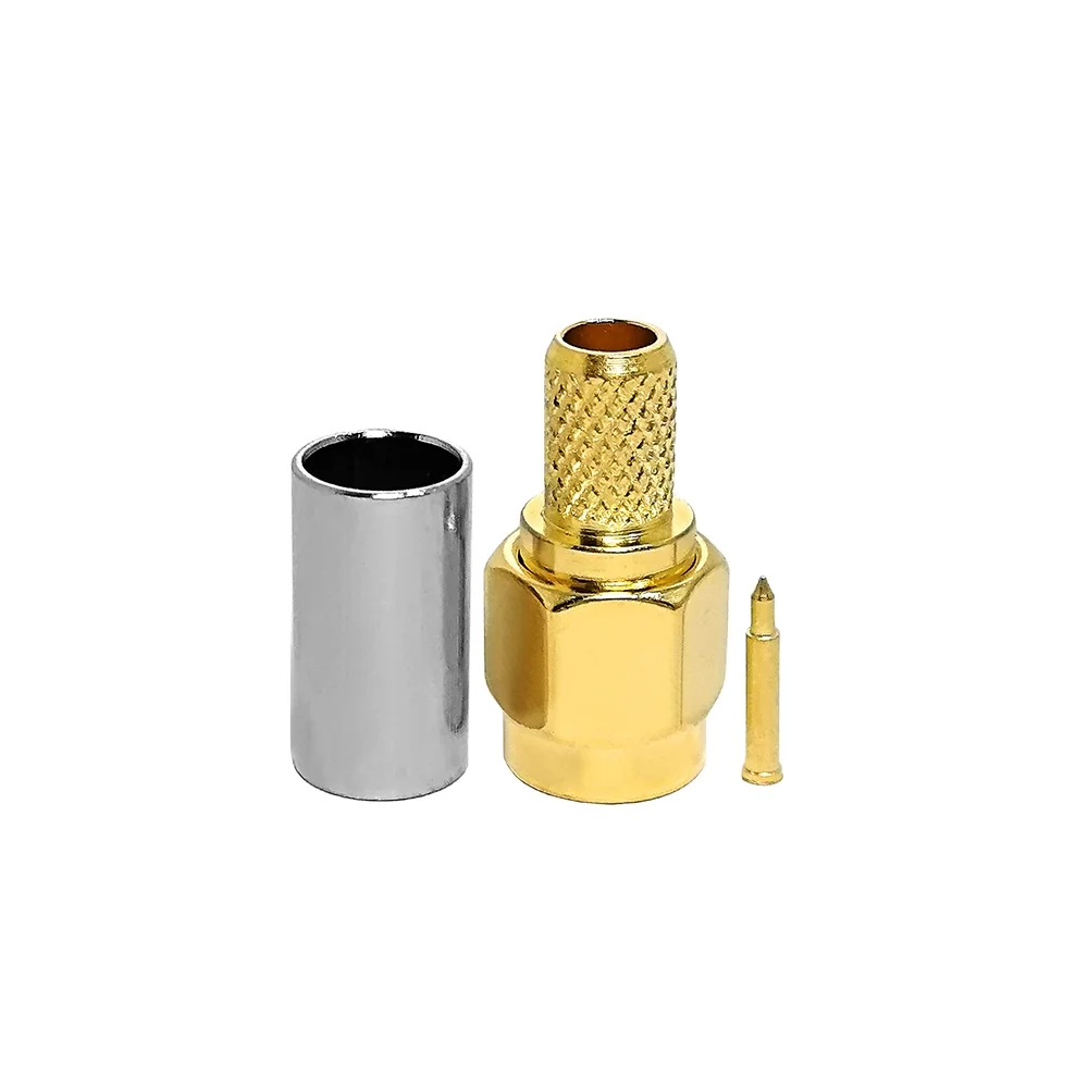 Factory supply Gold plated sma rg58 cable male plug crimp tube pin communication rf coaxial connectors Converter connecteur