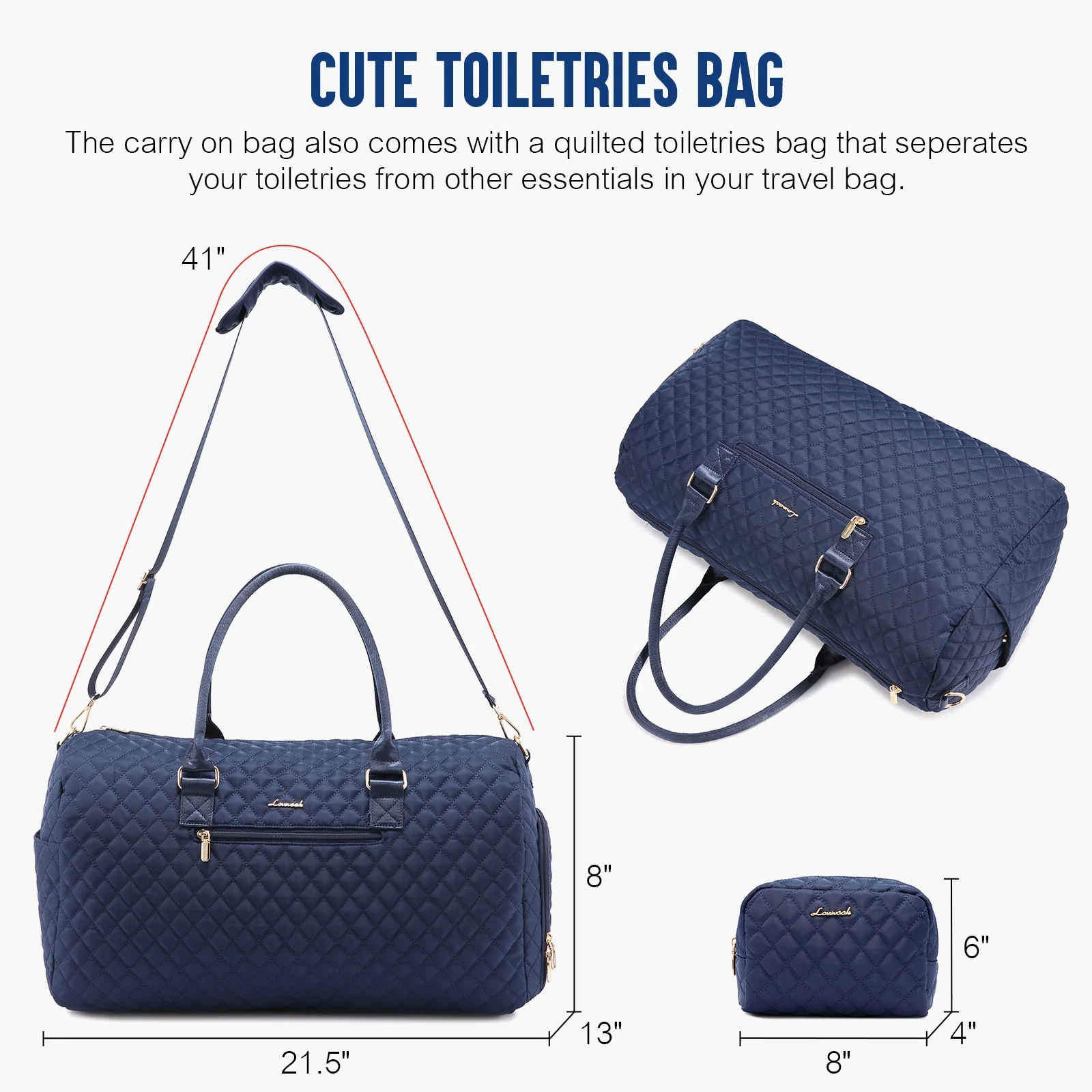 Lekesky - Sac de voyage Weekender pour femme - Petit sac de sport - Avec compartiment à chaussures, bleu à rayures, 33L