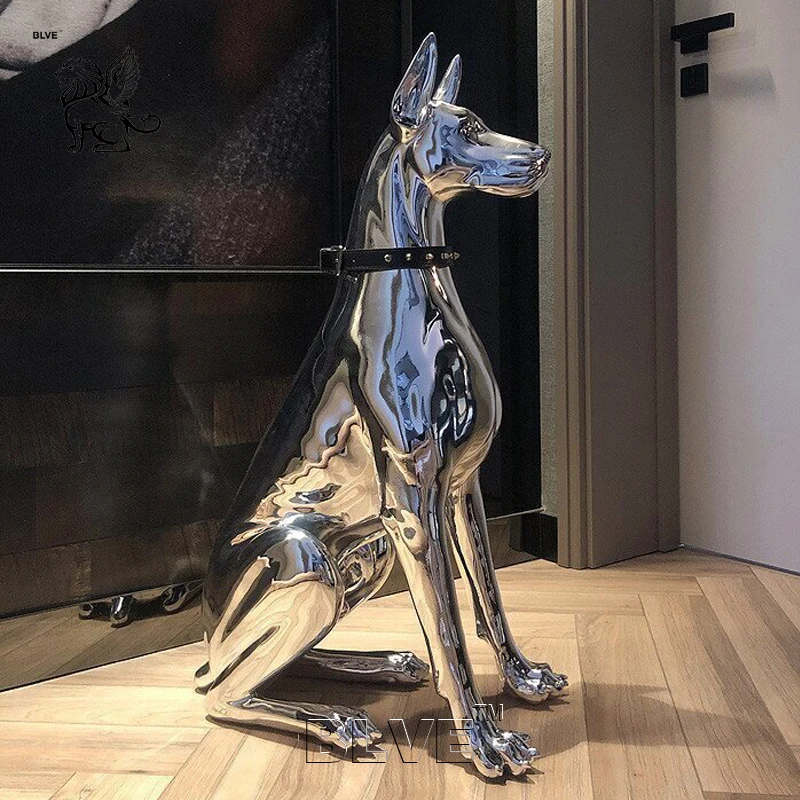 Blve Modern Art Shiny Home Decoration Famous German Guard Dog Life Size ...