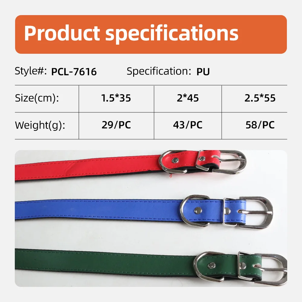 Wholesale Personalized Solid Dog Collar Stainless Steel & PU Leather A - product detail 6