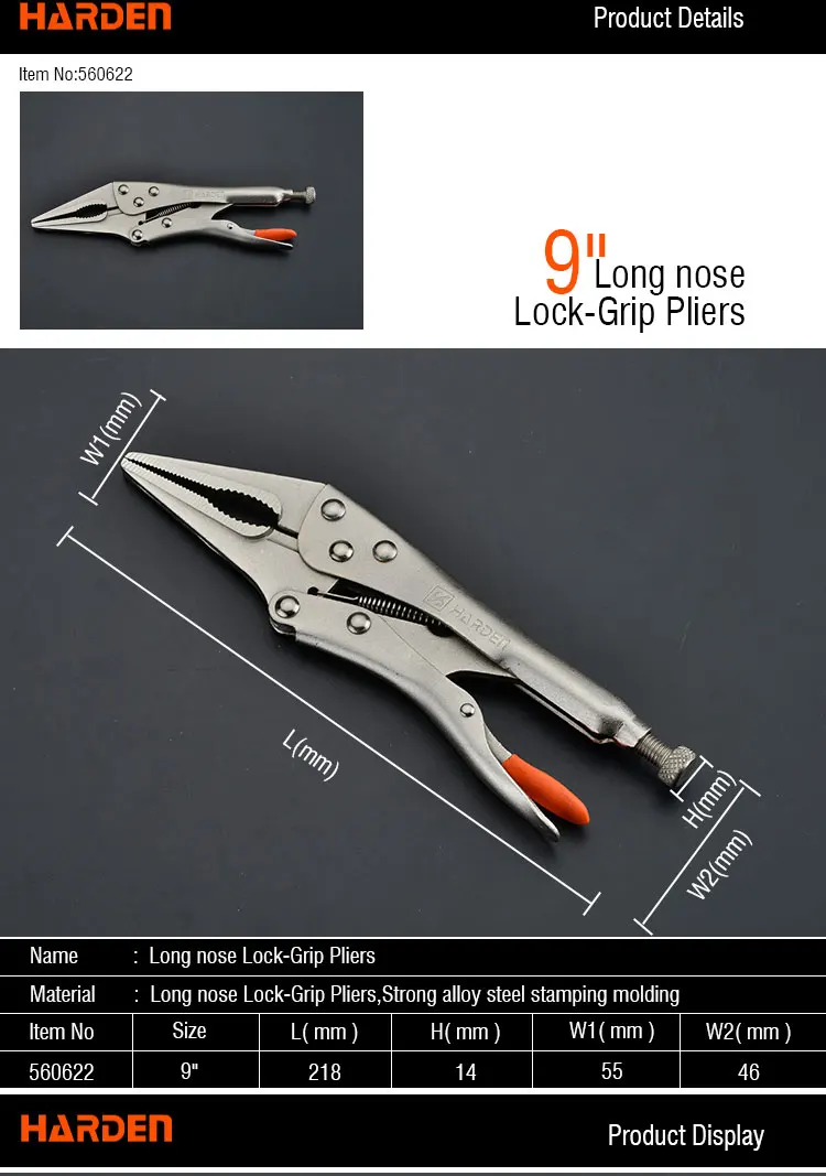Multi Functional Professional Alloy Steel Long Nose Straight Jaw Locking Pliers