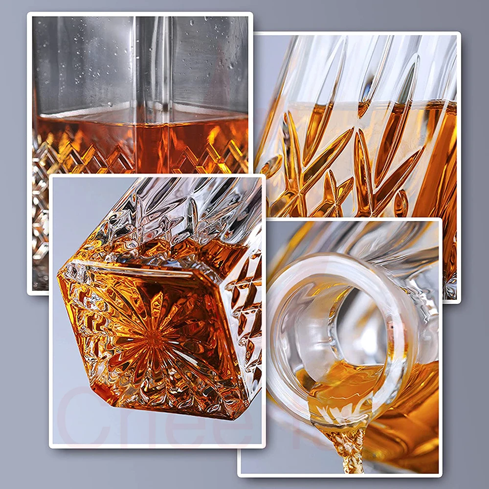 Wholesale Customize Modern Whiskey Decanter Gift Set With 2 Glasses Men Whiskey in Pu Leather Box Liquor Blank Whiskey Decanter