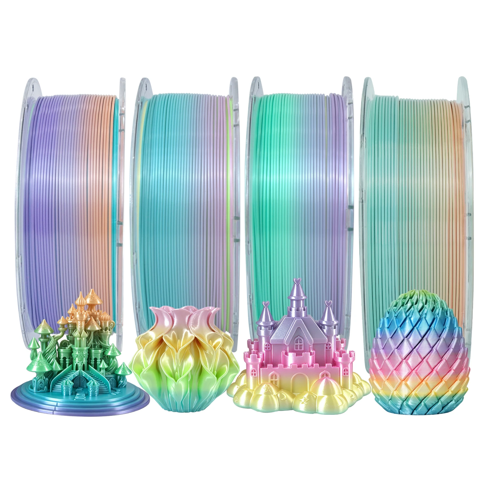 Newmars3dp PLA Rainbow Gradient 1.75mm 1kg 3D Printer Filament Silk Glossy Finish No Warping High Toughness Custom Color FDM