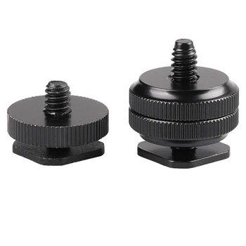 Kaliou 1/4" Single Dual Layer Tripod Mount Screw Flash Hot Shoe Mount Adapter for Camera DSLR Hotshoe Photo Studio Accessory
