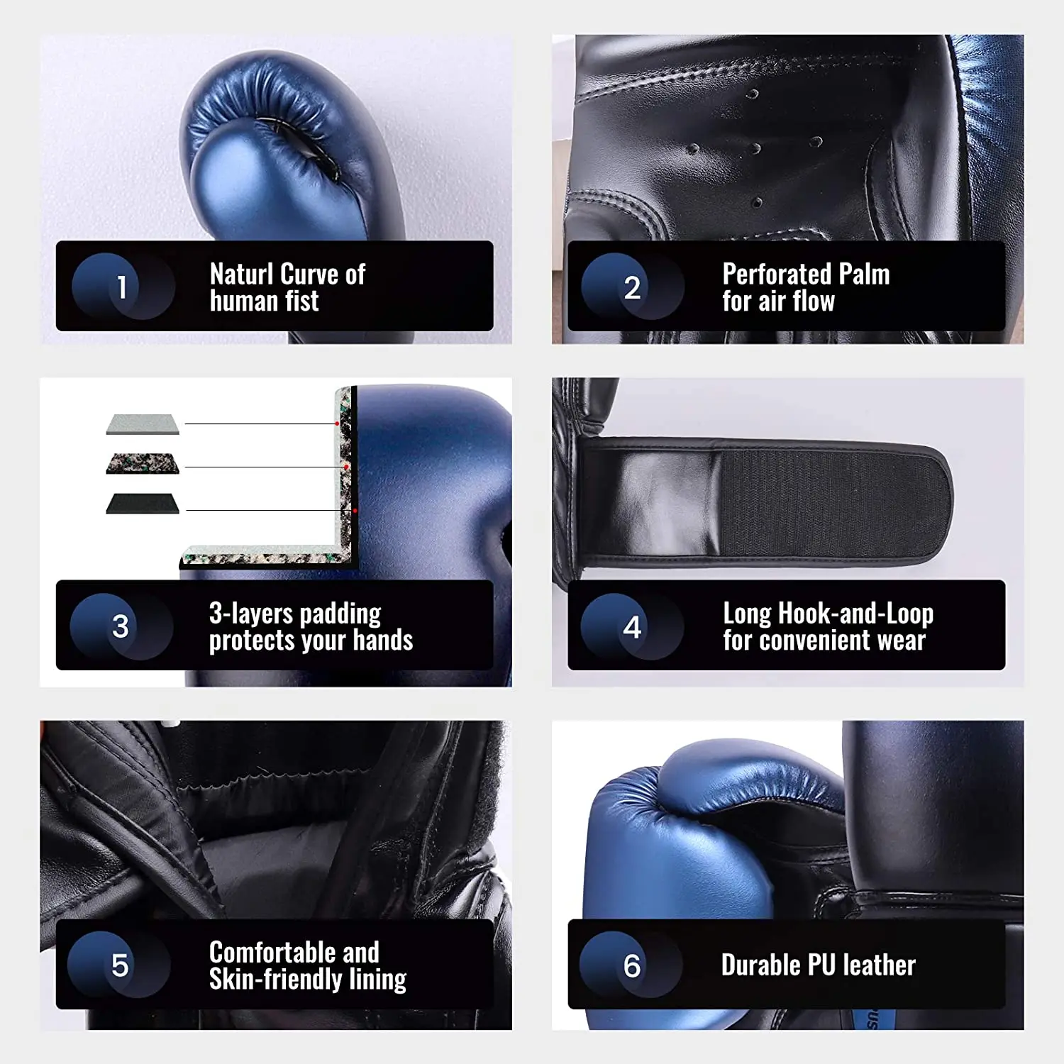 Оптовые поставки Wolon собственные Профессиональные боксерские перчатки 8 унций/10 унций/12 унций/14 унций/16 унций из ПУ кожи Oem