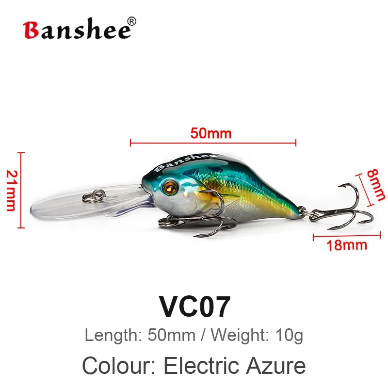 VC07 Colorful Glossy Body Crank Bait Precise Control Water Layer Dive Deep  50mm/10g Angling Tackle Hard Fishing Lure Fo Pomfret
