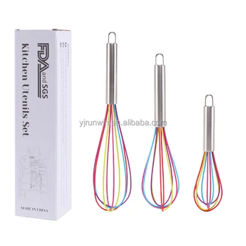 3pcs Heat Resistant Silicone Whisk Set Egg Beater for Home and Kitchen for Milk Shakes and Eggs