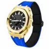 Sandblast Gold Case + Carbon Fiber Buckle Blue Nylon Strap