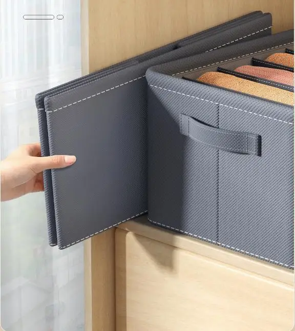 Foldable Closet Storage 6 Grids Basket Box Wardrobe Organizer Hot Sale Washable Fabric Clothes Storage Boxes & Bins