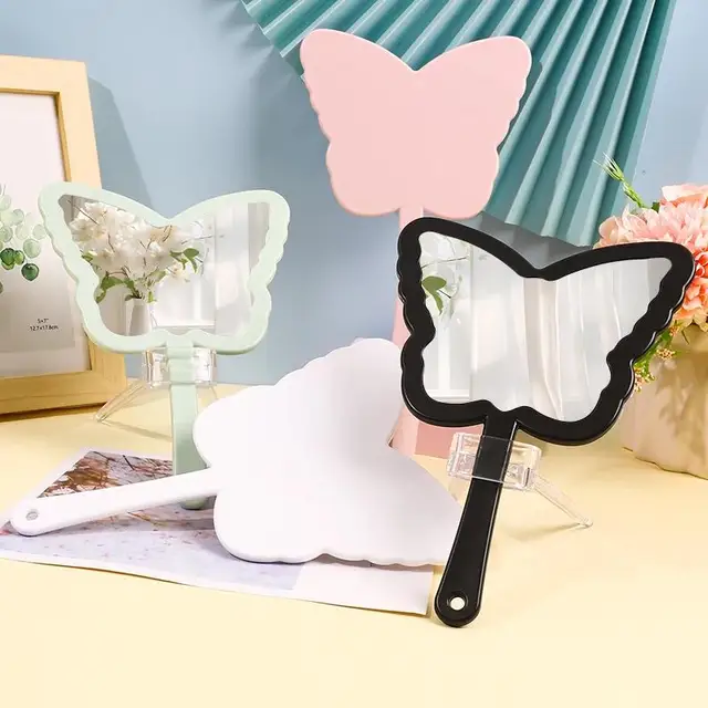 Butterfly shaped makeup mirror 4 colors to choose from Carry a small mirror with Multipurpose makeup mirror