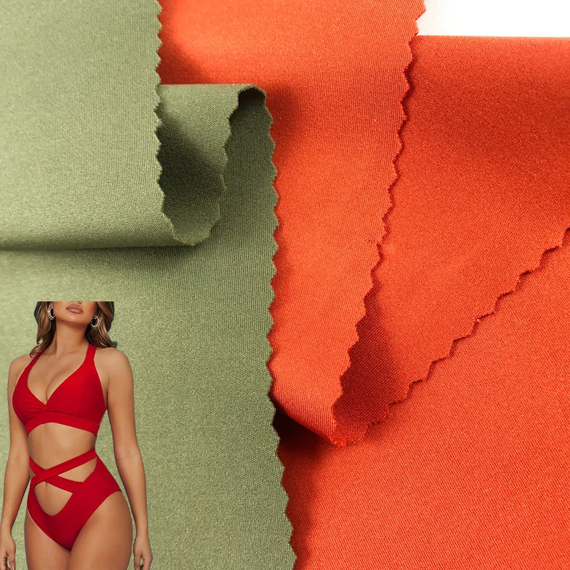 OEM 74% Polyamide 26% Elastane Spandex Stretch Breathable Interlock Fabric  for Swimwear and Leotard