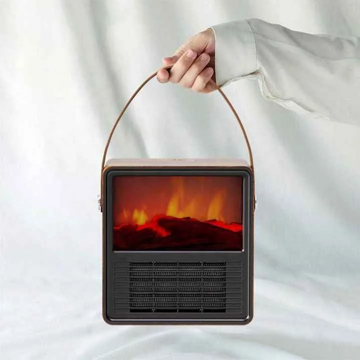 New Retro Feeling Heater Household Small Desktop Electric Heater Simulation Flame Portable Heater Winter Atmosphere Feeling 3