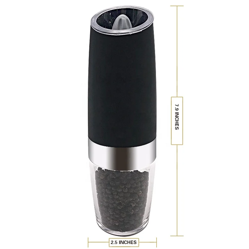 Gravity Electric Pepper Grinder or Salt Grinder Mill  Battery Operated Automatic Pepper Mill With White or Blue Light
