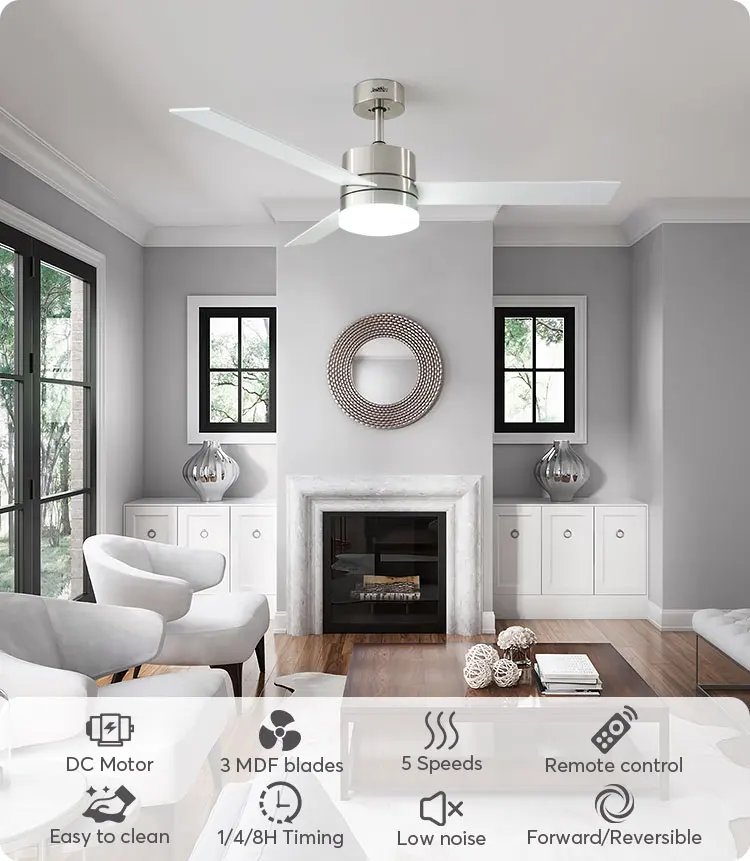 1stshine Ceiling Fan For Home 3 Mdf Blades Modern 52 Inches Ceiling Fan