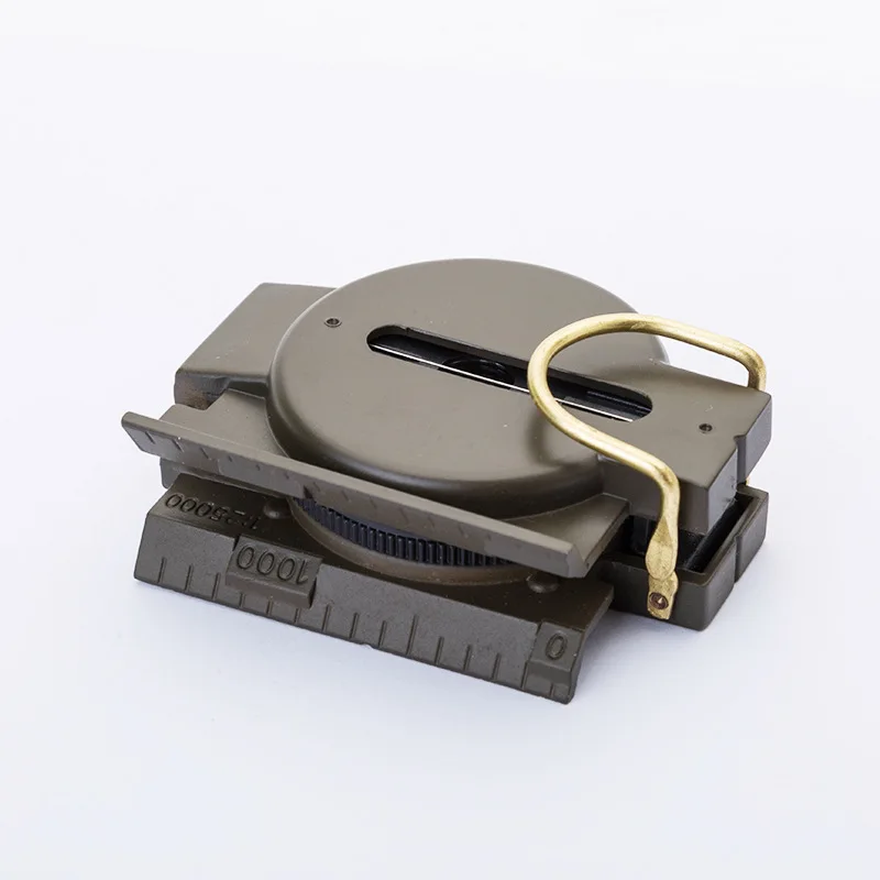 Army Green Waterproof Pocket Lensatic Compass with Prismatic Sighting Multifunctional Folding ABS Dial Display Metal Pointer