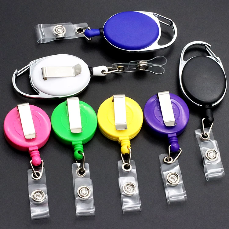 Heavy duty oval yoyo plastic abs id name badge reel retractable badge holders carabiner badge reels